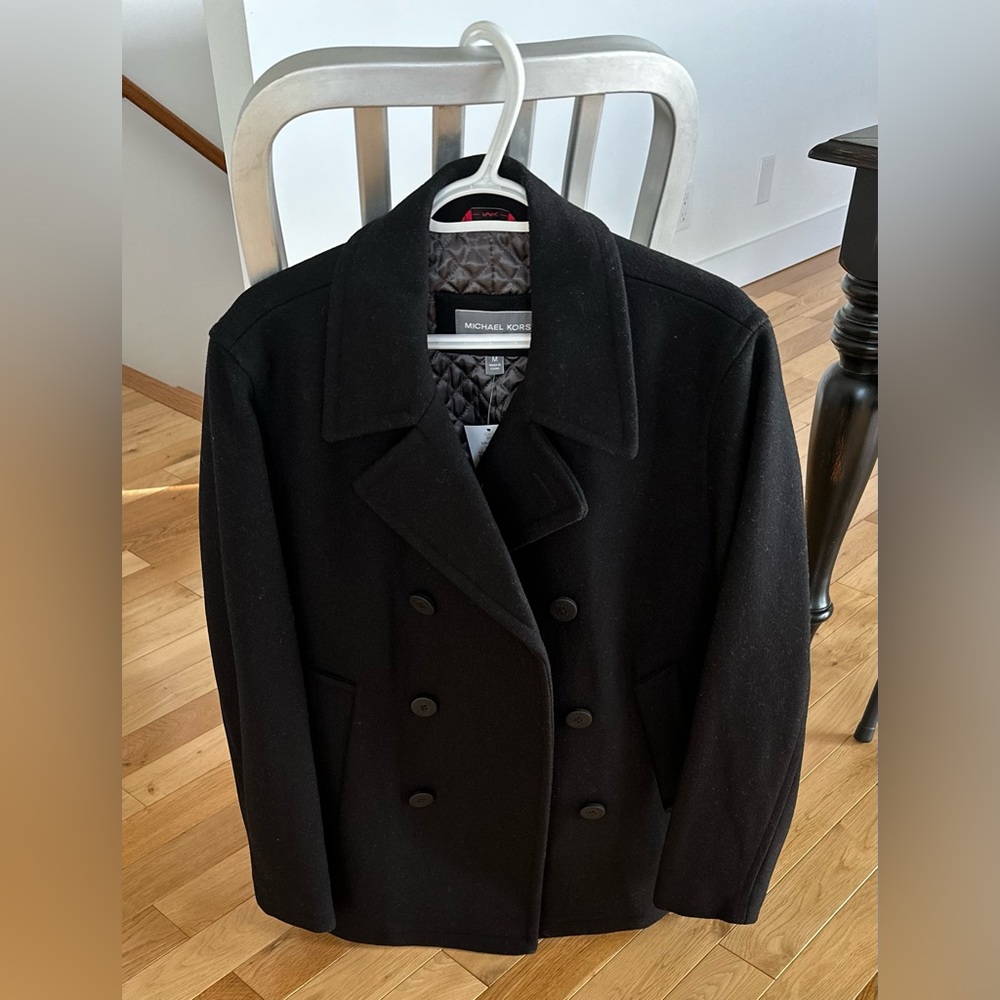 Michael Kors (MK) Men’s peacoat jacket (Medium, Black)